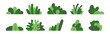 Shrub bush shrubbery tree simple abstract flat cartoon vector illustration. Set of garden green plant isolated on white background. Eco element, foliage silhouette, stylized ecology decorative object