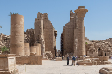 Wall Mural - Luxor, Egypt - September 21 2021: The Karnak Temple Complex consists of a number of temples, chapels, and other buildings in the form of a village.