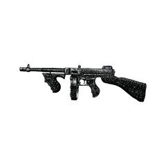 thompson submachine gun illustration isolated on background	