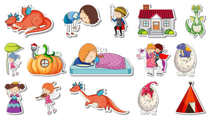 Canvas Print - Sticker set of fantasy fairy tale cartoon characters