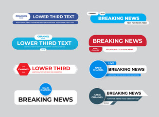 Poster - Vector lower third with captions, channel name, for tv, games, news, in geometric shape with rounded corners.