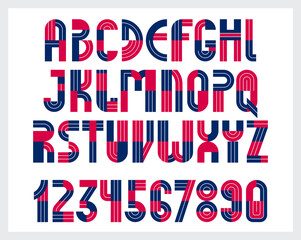 Poster - Geometric original font vector design, geometrical typography alphabet letters set including numbers, abstract unique letters type.