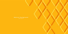 Geometric Yellow Background With Rhombus Tiles, Mono Chrome Volume Shapes. Vector Illustration