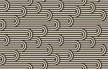 Wall Mural - Seamless pattern with twisted lines, vector linear tiling background, stripy weaving, optical maze, twisted stripes.