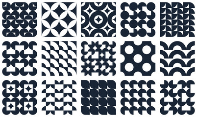 Wall Mural - Seamless geometric patterns set, abstract vector backgrounds for wallpaper or websites or wrapping paper print created with black and white elements of geometry.