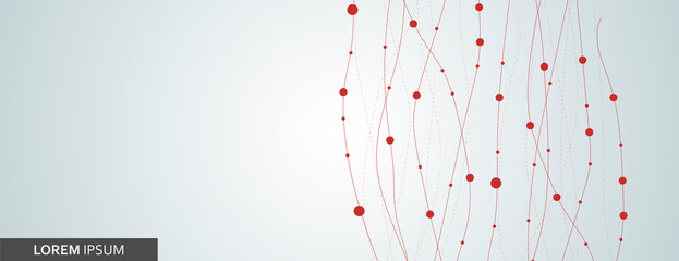 Aufkleber - Abstract pattern with smooth lines and dots. Molecule composition wavy. Vector background