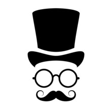 Old Fashioned Man With Top Hat, Vector Illustration