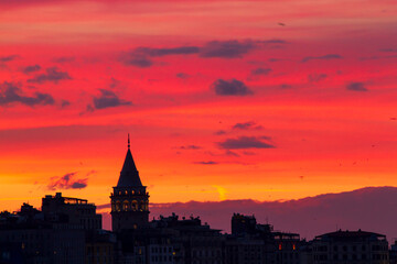 Wall Mural - sunset over the city