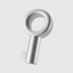 Wall Mural - 3d silver key icons isolated on gray background. Rendering minimal metal key. Privacy and security, the concept of buying or renting a house and a car. 3d cartoon simple vector illustration