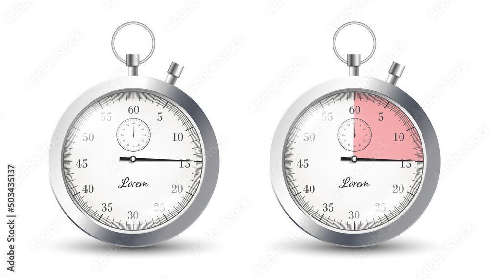 Stopwatch templates with countdown, realistic vector illustration ...