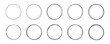 Circle line sketch set. Circle icons. Geometric line circle frames. Round frame set. Round shape borders. Vector graphic
