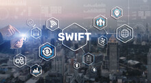 SWIFT. Society For Worldwide Interbank Financial Telecommunications. Financial Banking Regulation Concept