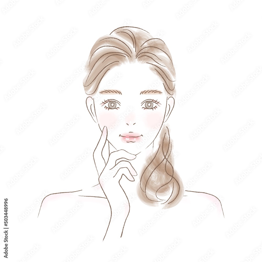 頬 に 手 を 当てる イラスト
