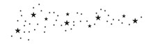 Abstract Falling Stars On A White Background. Asteroid, Comet Line, Meteoroid, Black Stars. Vector Illustration