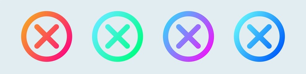 Poster - Gradient cross mark icon for user interface design. Vector illustration.