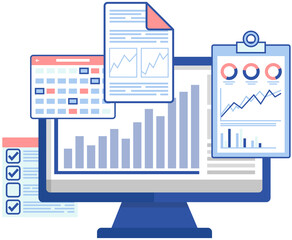 Poster - infographic chart vector template. annual statistics curve graph design. market data diagrams. graph