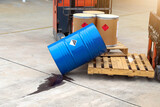Fototapeta Maki - Chemicals from industry or laboratory  leak on the floor and damage the environment