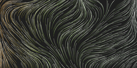 Wall Mural - Dark Curving, Vertically Flowing Striped Lines Pattern - Modern Style Digitally Generated Abstract Background, Creative Design in Editable Vector Format