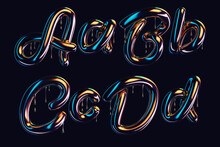 3d Render Of Dark Font With Dripping Glossy Effect