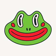 Cartoon vector funny cute frog Comic character.