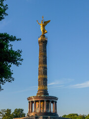 Wall Mural - Vertical shot of the Victory Column in Berlin, Germany in blue sky background