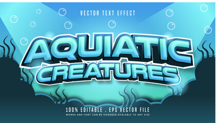 Canvas Print - Aquatic sea 3d editable text effect font style