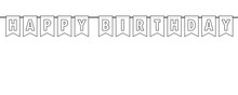 Happy Birthday Party Flags Banner Outline For Coloring Book