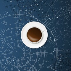 Magic dark coffee space wallpaper