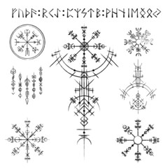 Canvas Print - Scandinavian viking grunge symbols set