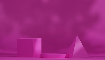 Wall Mural - bright purple stage podium 3d studio background abstract 3d geometric object visualization. business