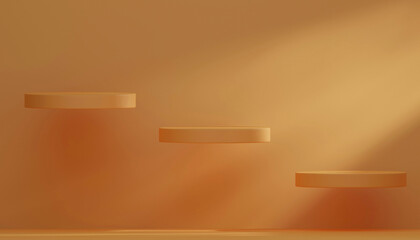 Wall Mural - minimal abstract background for product presentation. stair podium on brown background. 3d render il