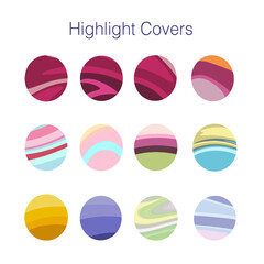 Wall Mural - Multicolored textured colorful template round shape, colorful stickers, set.