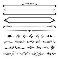 a large collection of old western design elements, embellishment, borders and divider lines.