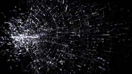 Poster - Abstract Digital Data Technology Background Loop/ 4k animation of an abstract high technology wallpaper background visual fx of data lines and particles zooming in with ambient occlusion and depth of 
