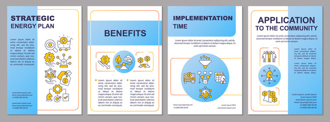 Wall Mural - successful energy plan blue brochure template. application to community. leaflet design with linear 