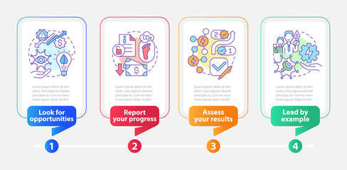 Planning energy management rectangle infographic template. Data visualization with 4 steps. Process timeline info chart. Workflow layout with line icons. Myriad Pro-Bold, Regular fonts used