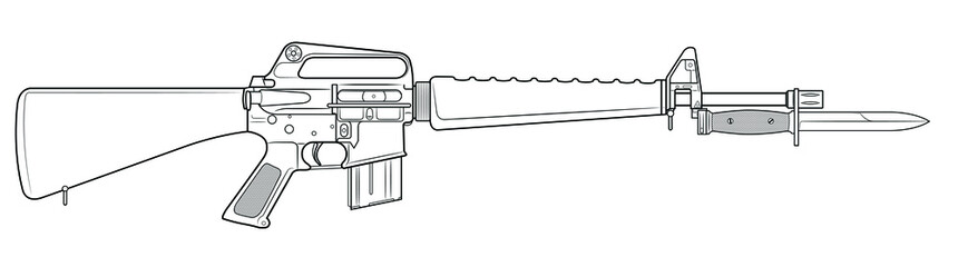 Vector illustration of assault carbine with bayonet