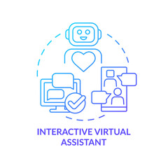 Poster - Interactive virtual assistant blue gradient concept icon. Automated chatbot. Type of customer service abstract idea thin line illustration. Isolated outline drawing. Myriad Pro-Bold font used