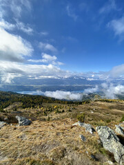 Wall Mural - Beautiful mountain landscape against a cloudy blue sky