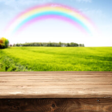 Rainbow Over Wooden Fence