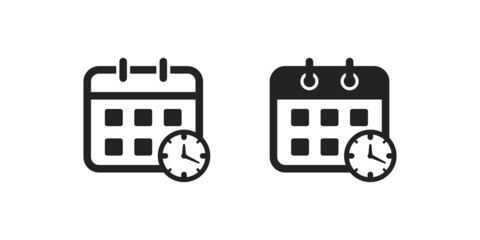 Wall Mural - Black and linear simple calendar icon. Month time symbol. Calendar vector icon.