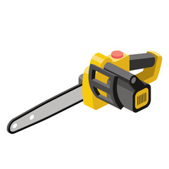 Chainsaw. Vector 3d line isometric, color web icons, new flat style. Creative design idea for infographics.