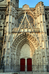 Wall Mural - gothic portal of the cathedral of Troyes