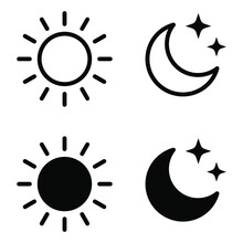 Sun Moon Icon Illustration Isolated Vector Sign Symbol.