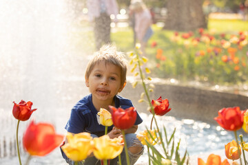 Sticker - Cute toddler child, eating ice cream outdoors