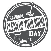 National Clean Up Your Room Day Grunge Rubber Stamp