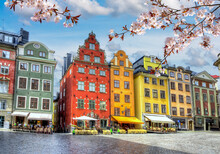 Stortorget Square In Stockholm Old Town (Gamla Stan) In Spring, Sweden