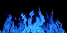 Blue Flame Stripe With Hot Sparks Isolated On Black