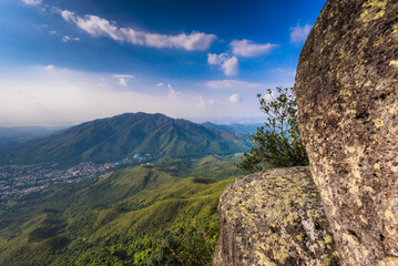 Canvas Print - Natural landscape with mountains, rocks, plants and lands