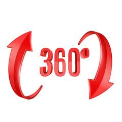 Wall Mural - Red glossy 3D arrow 360 sing. Arrow vector icon. 